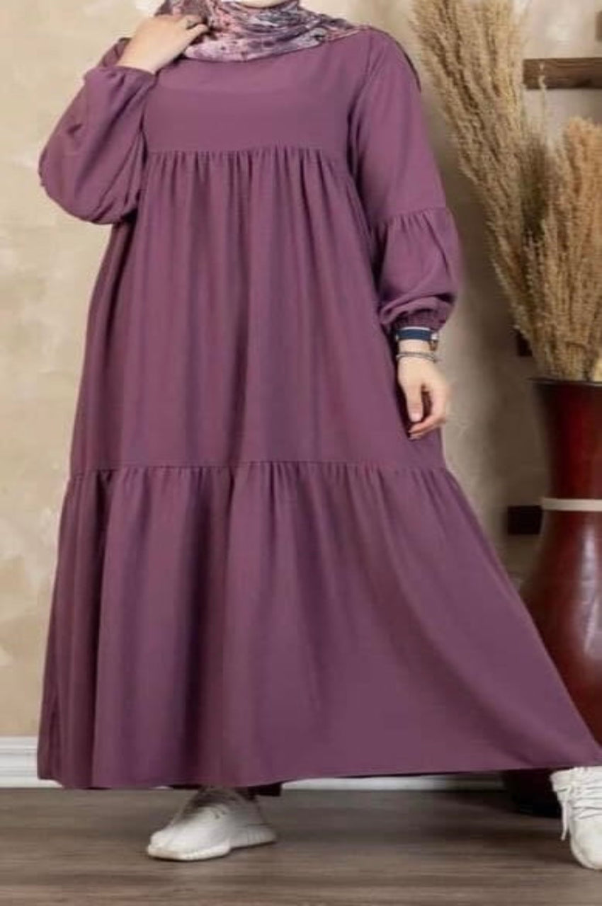 Layered Dress With Pleated Sleeves