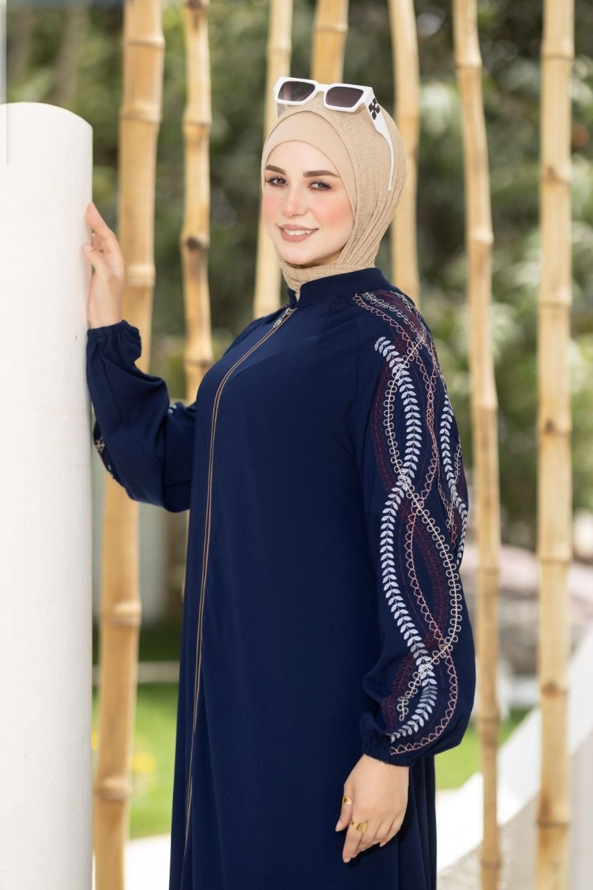 Embroidered Sleeves Abaya(6 Colors)