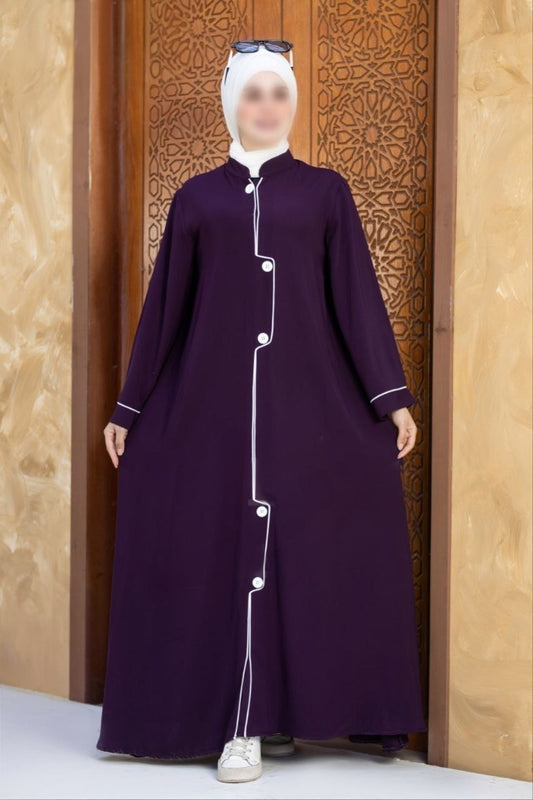 Crepe Abaya With White Button