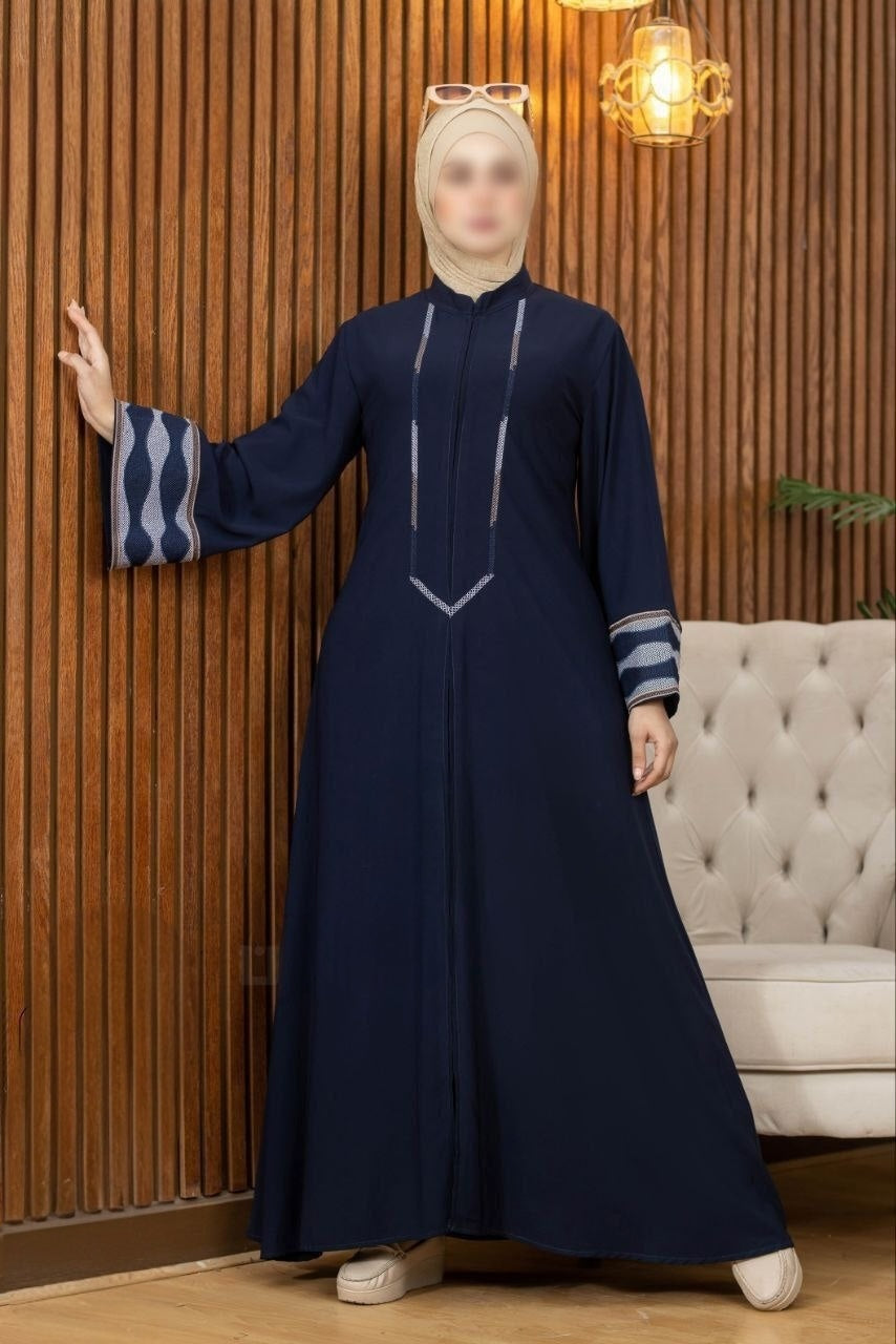 Closed Abaya With Embroidered Cuffs (4 Colors)