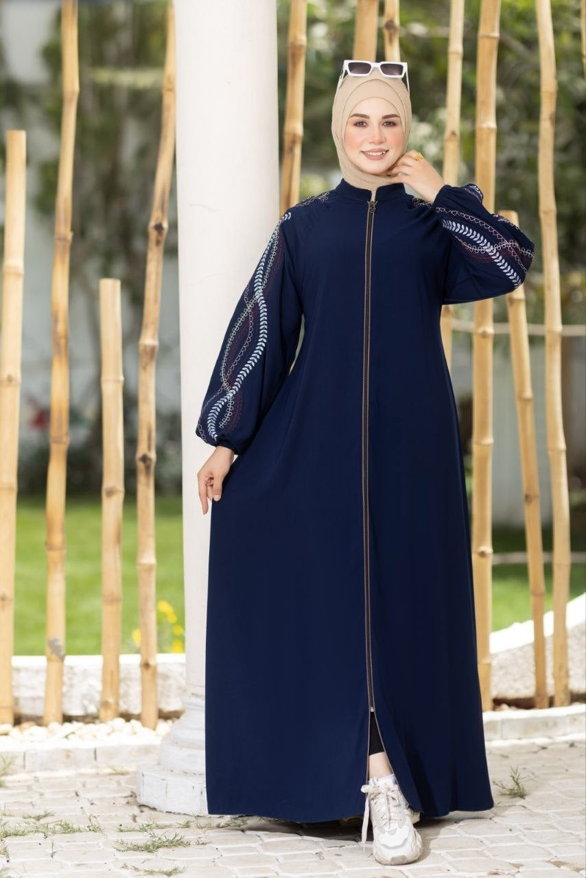 Embroidered Sleeves Abaya(6 Colors)