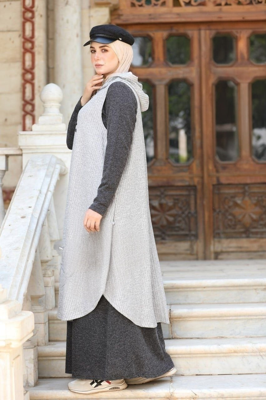 Turkish Rib-knit 2 Pieces Abaya