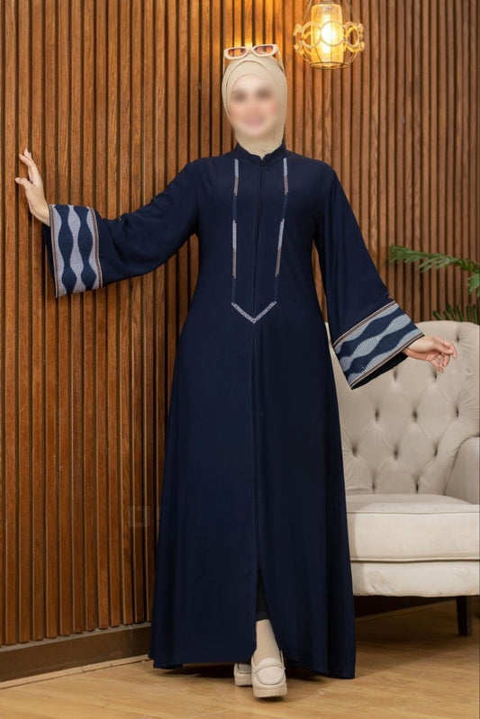 Closed Abaya With Embroidered Cuffs (4 Colors)