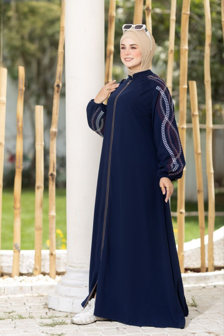 Embroidered Sleeves Abaya(6 Colors)