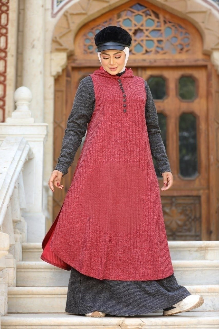 Turkish Rib-knit 2 Pieces Abaya