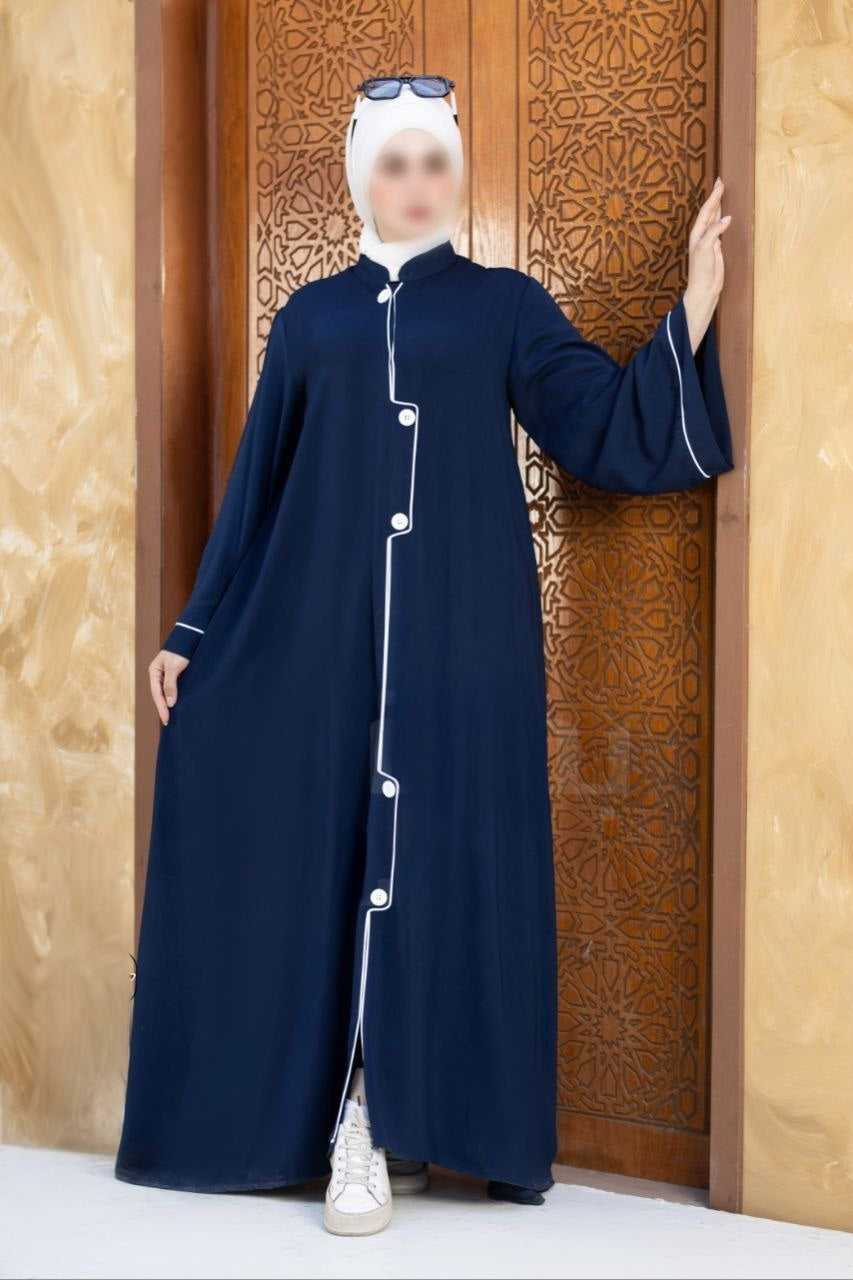 Crepe Abaya With White Button