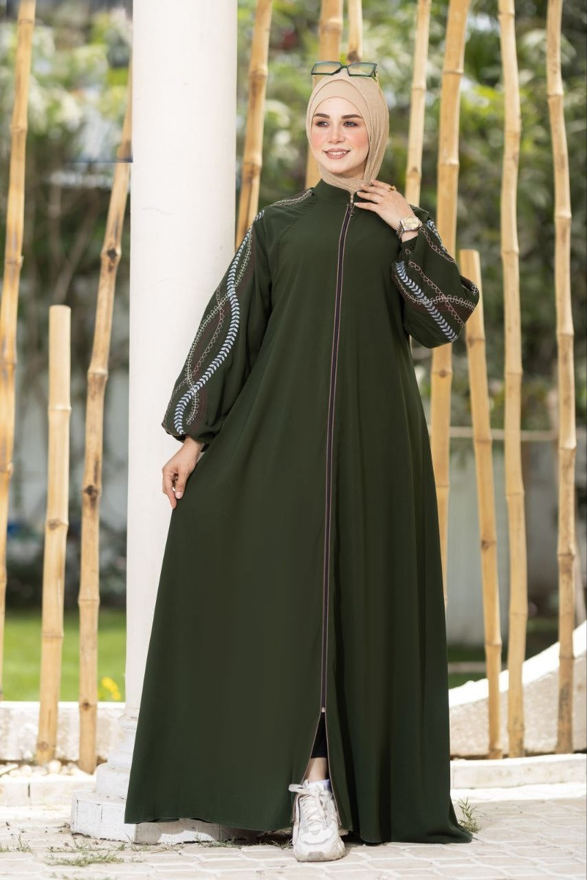 Embroidered Sleeves Abaya(6 Colors)