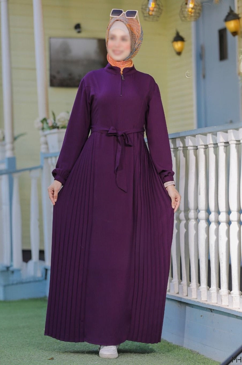 Pleated  Abaya With Belt