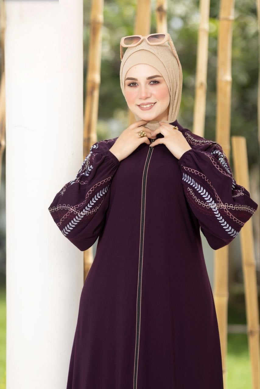 Embroidered Sleeves Abaya(6 Colors)