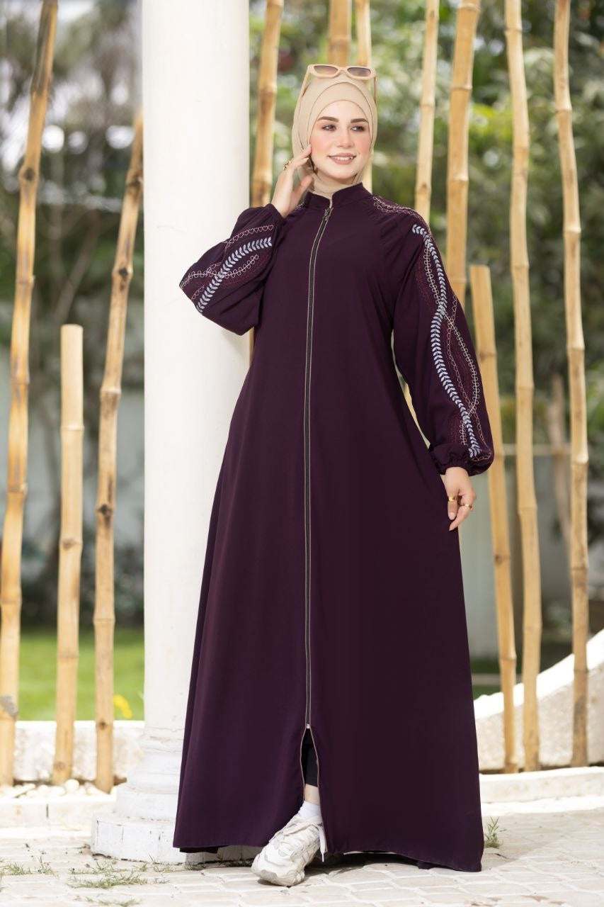 Embroidered Sleeves Abaya(6 Colors)