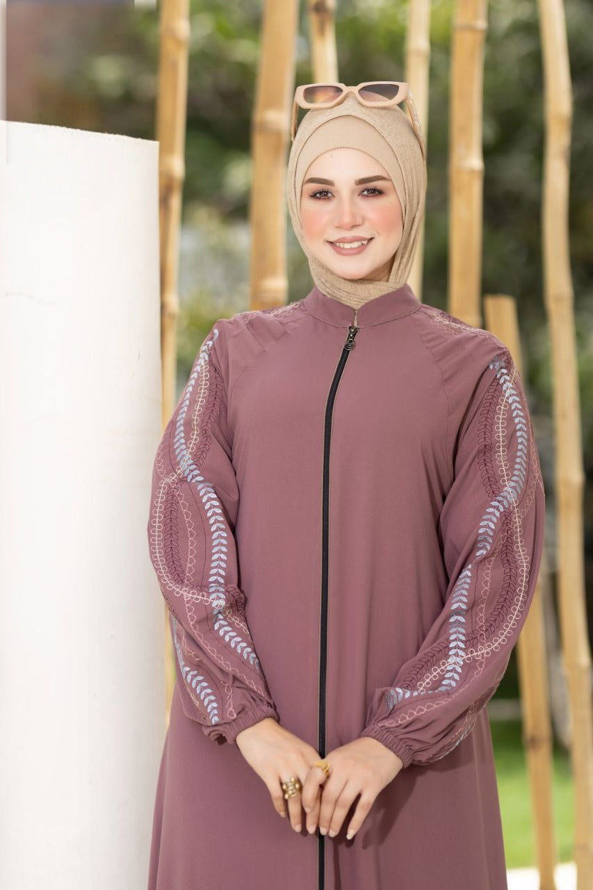 Embroidered Sleeves Abaya(6 Colors)