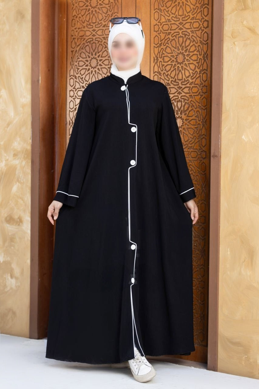 Crepe Abaya With White Button