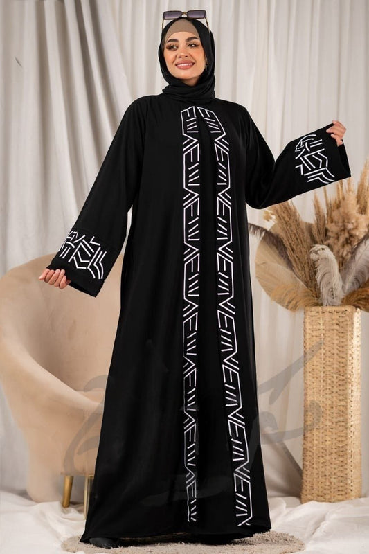 Embroidered Semi Closed Abaya