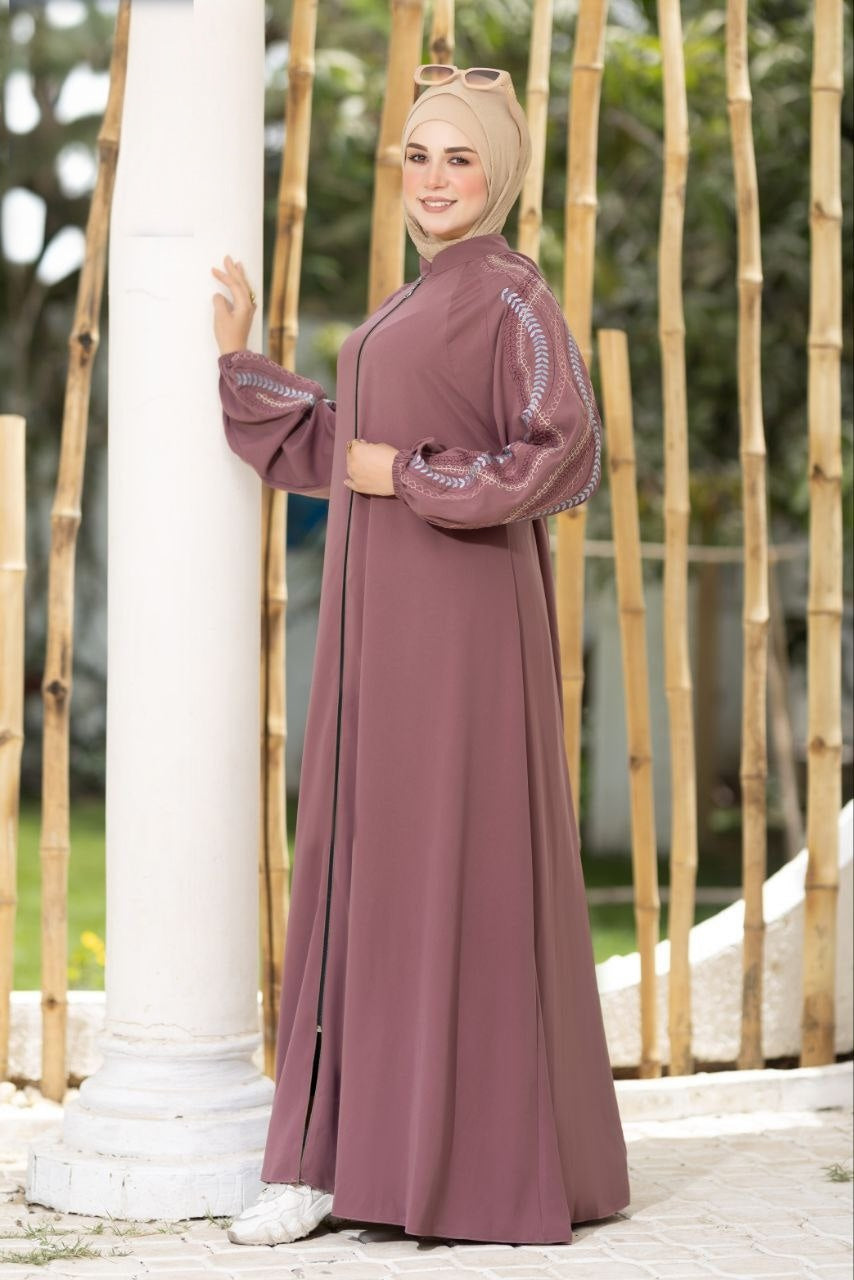 Embroidered Sleeves Abaya(6 Colors)