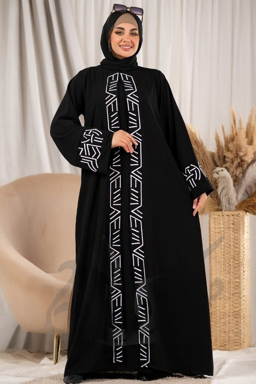 Embroidered Semi Closed Abaya