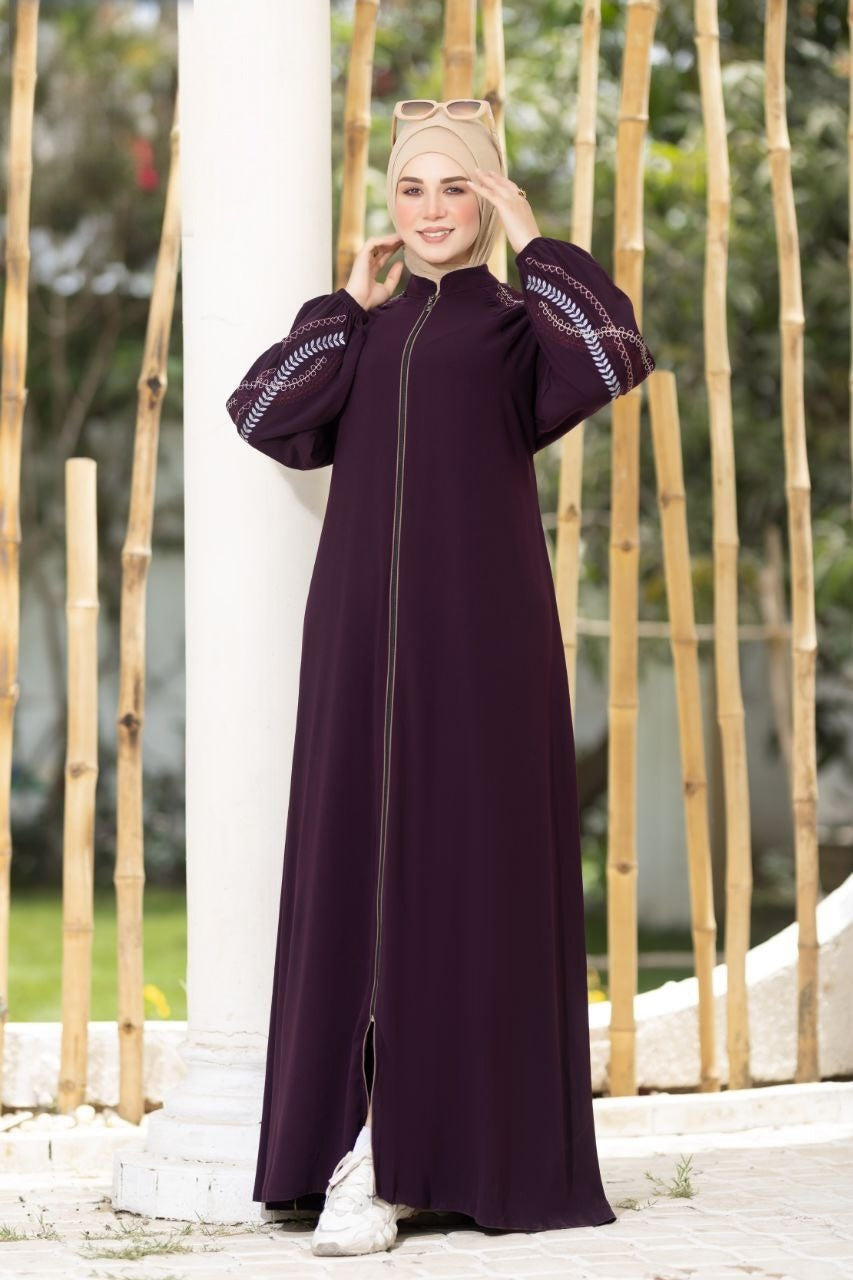 Embroidered Sleeves Abaya(6 Colors)