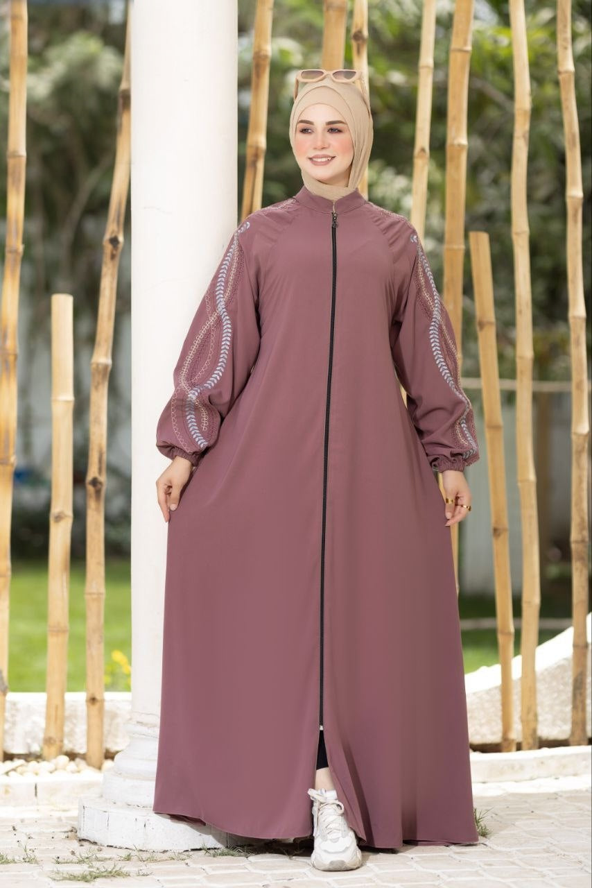 Embroidered Sleeves Abaya(6 Colors)