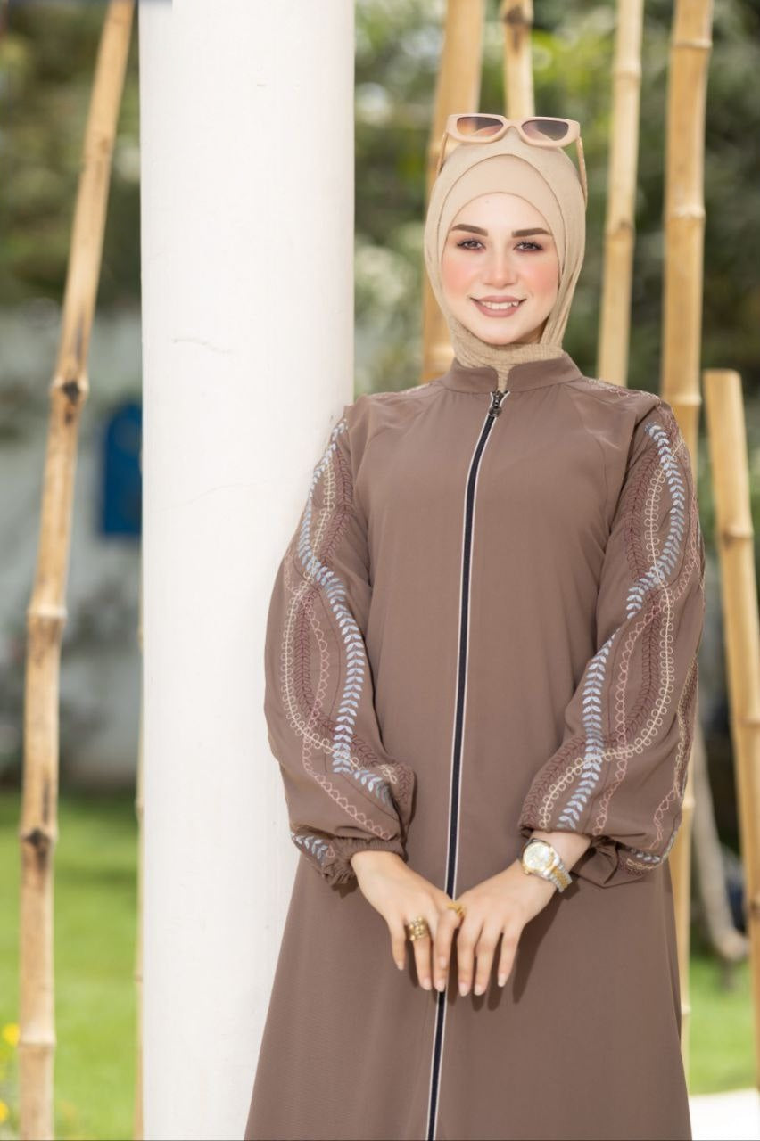 Embroidered Sleeves Abaya(6 Colors)