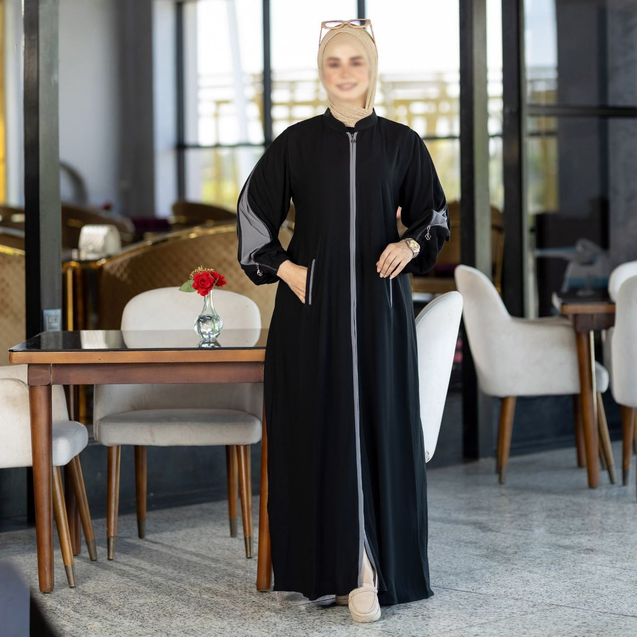 Abaya With Colored Sleeves(5 Colors)