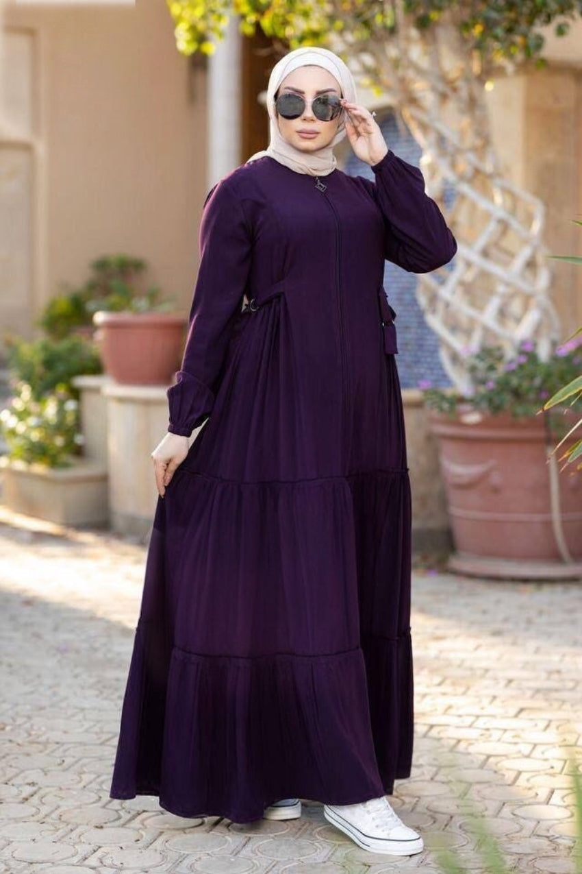 Premium Semi Closed Abaya With Zip