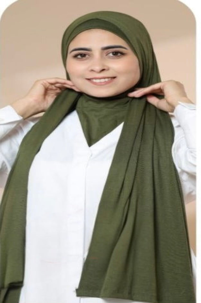 Cotton Jersey Scarf With Neck Ineer